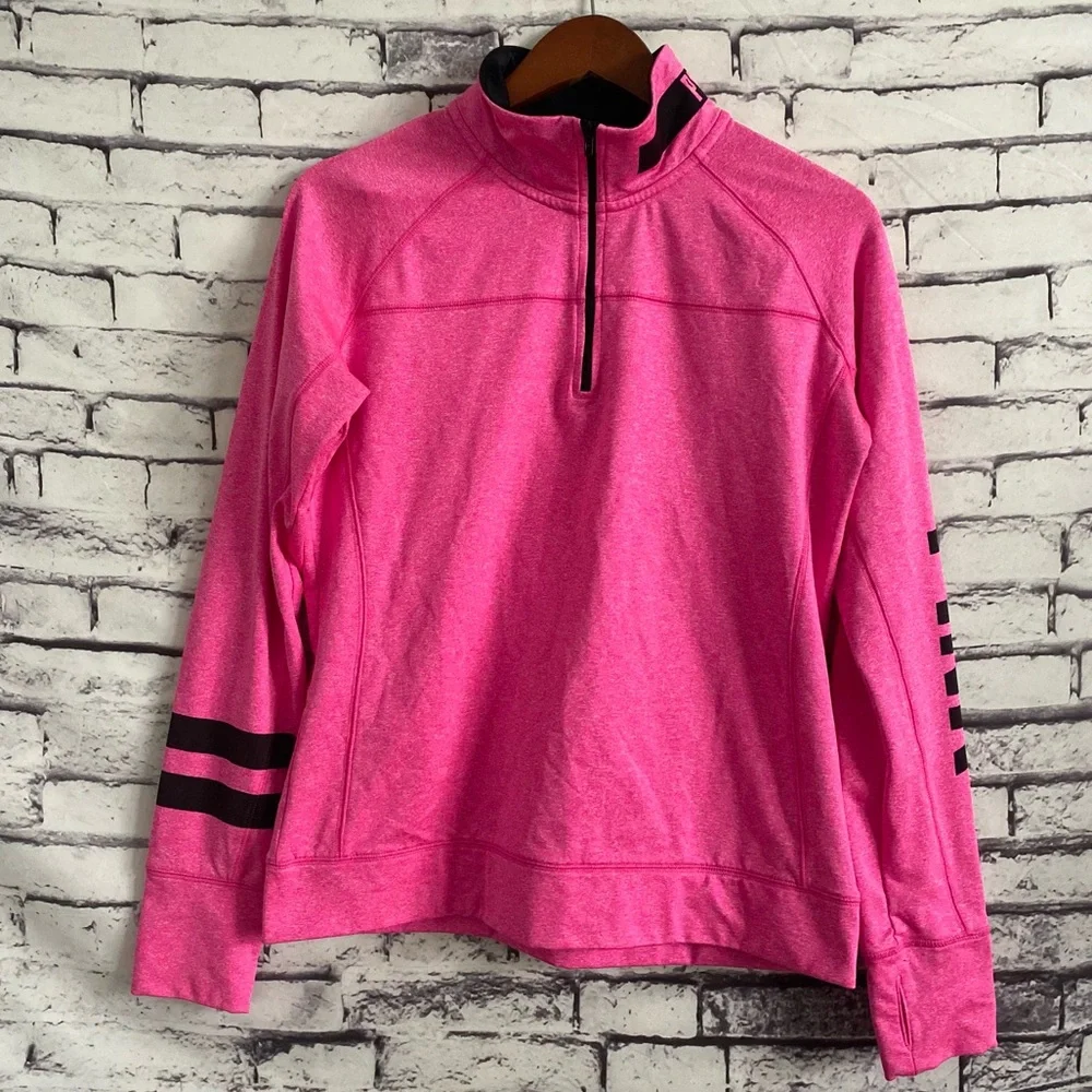 Victoria’s Secret Pink Half-Zip Pullover Heathered Pink/Black Size Large - Picture 1 of 5